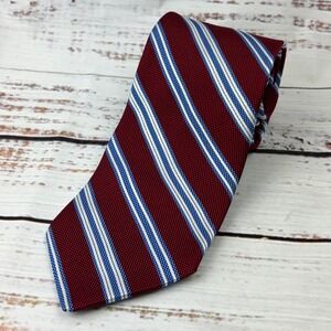 Brooks Brothers Burgundy Blue Stripe Silk Woven Men's Tie Stain Resistant